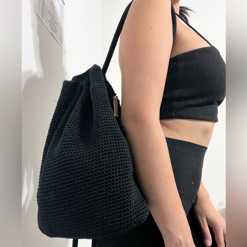 The Sak Y2K Black Crochet Backpack